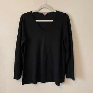 J.Jill Semi Sheer Lightweight Black V-Neck Sweater